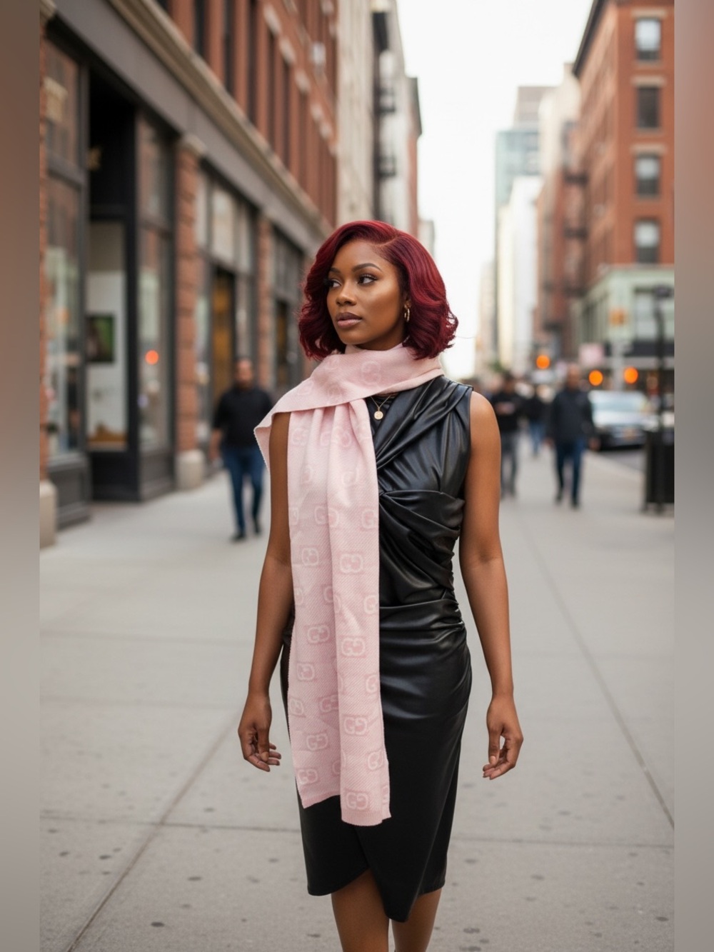 Luxury light Pink G Logo winter Scarf wrap New